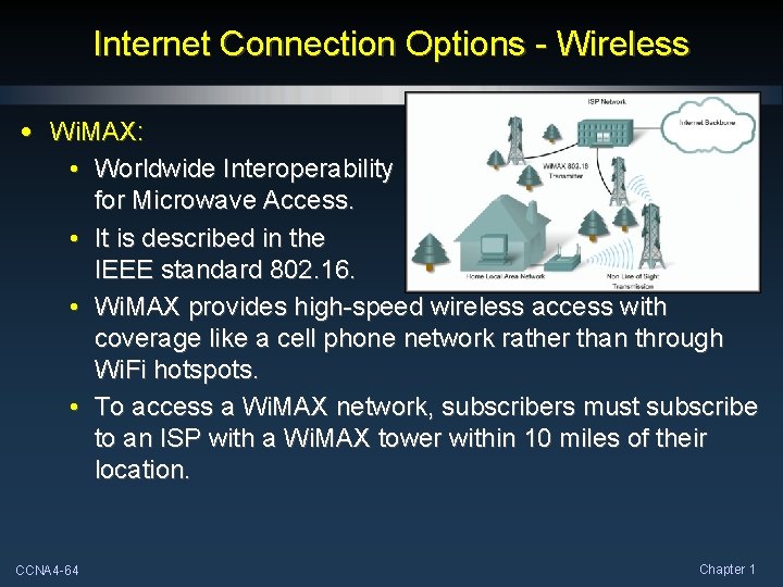 Internet Connection Options - Wireless • Wi. MAX: • Worldwide Interoperability for Microwave Access.