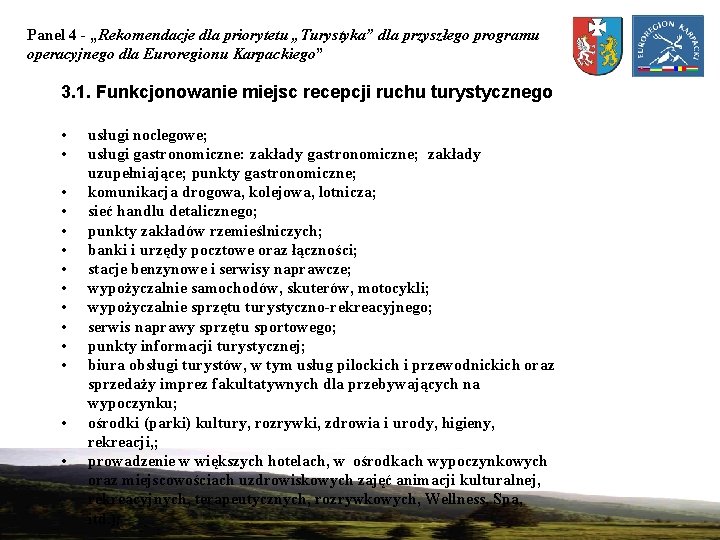 Panel 4 - „Rekomendacje dla priorytetu „Turystyka” dla przyszłego programu operacyjnego dla Euroregionu Karpackiego”