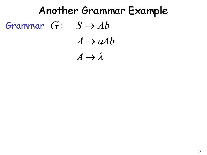 Another Grammar Example Grammar : 23 