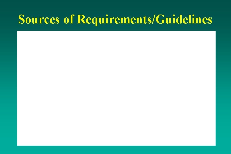 Sources of Requirements/Guidelines 