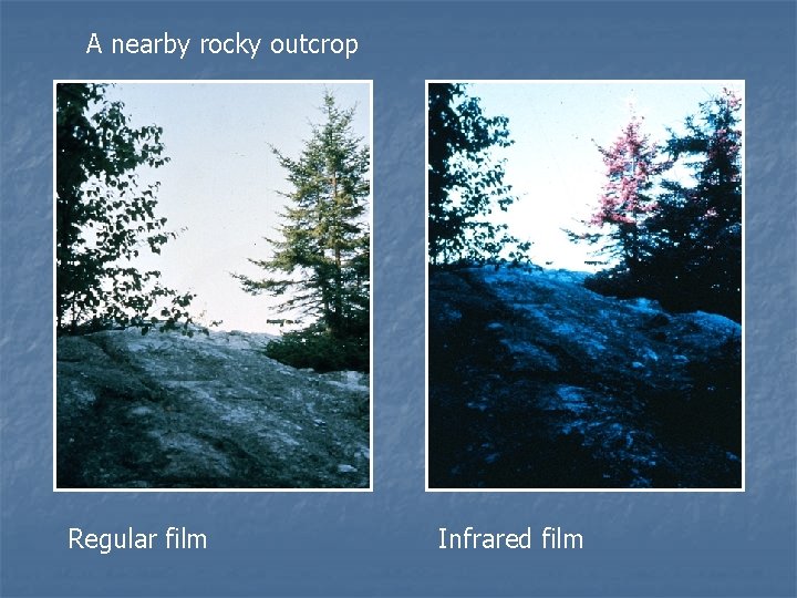 A nearby rocky outcrop Regular film Infrared film 