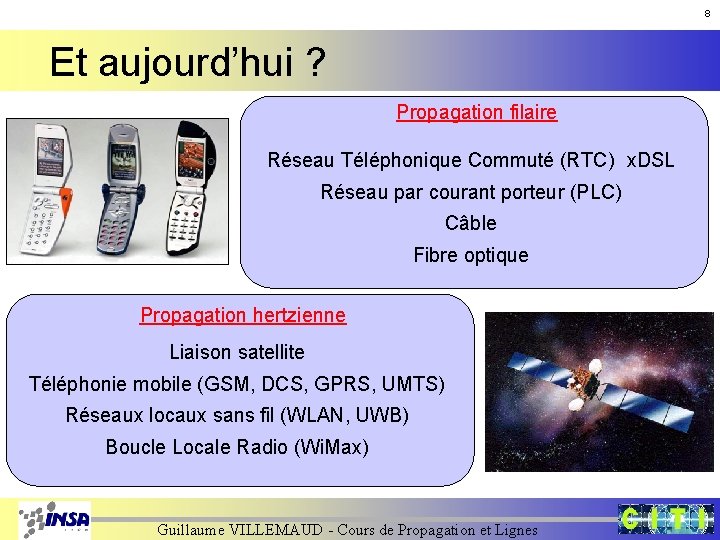 8 Et aujourd’hui ? Propagation filaire Réseau Téléphonique Commuté (RTC) x. DSL Réseau par 8 Et aujourd’hui ? Propagation filaire Réseau Téléphonique Commuté (RTC) x. DSL Réseau par