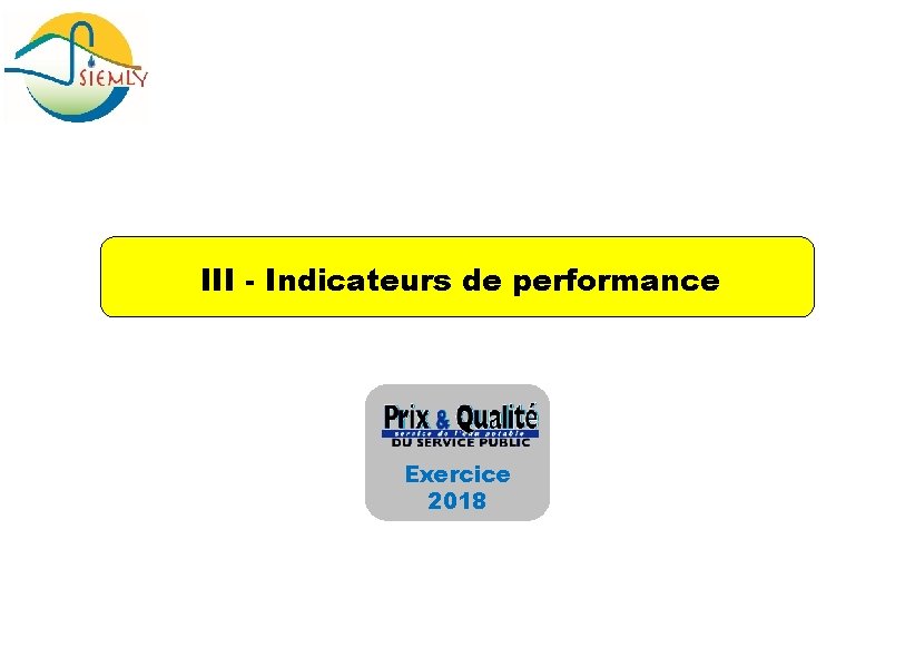 III - Indicateurs de performance Exercice 2018 