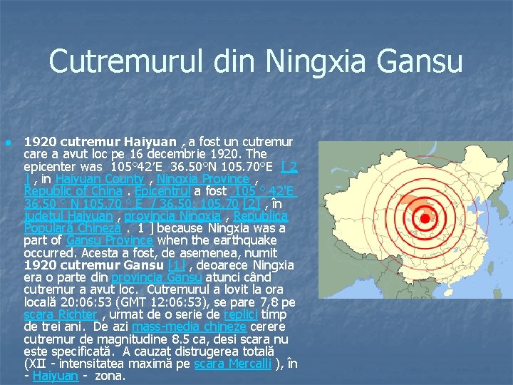 Cutremurul din Ningxia Gansu n 1920 cutremur Haiyuan , a fost un cutremur care