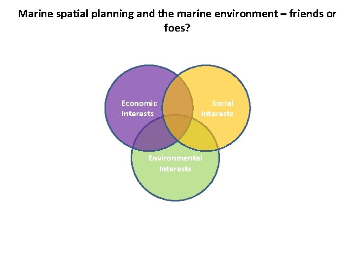 Marine spatial planning and the marine environment – friends or foes? Economic Interests Social