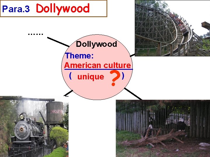 Para. 3 Dollywood …… Dollywood Theme: American culture ________ ( unique ) ? 