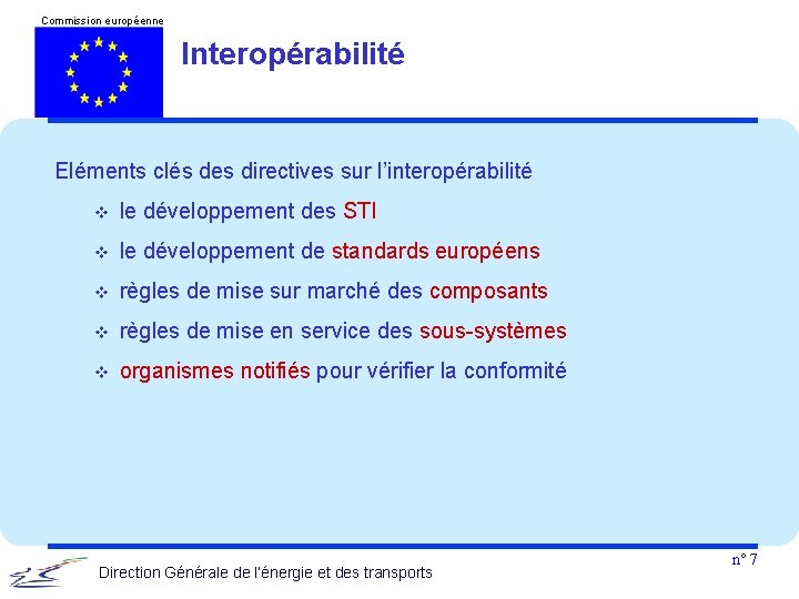 Commission européenne Interopérabilité Eléments clés des directives sur l’interopérabilité v le développement des STI