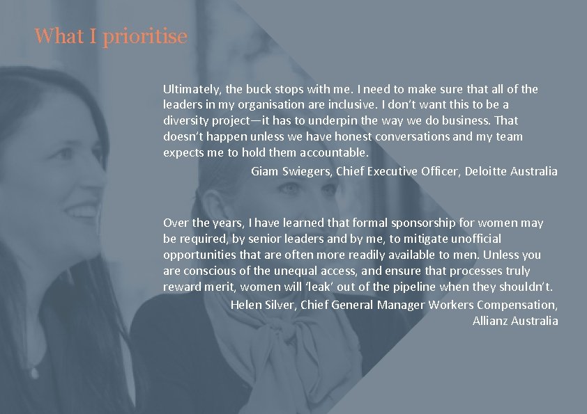What I prioritise Ultimately, the buck stops with me. I need to make sure
