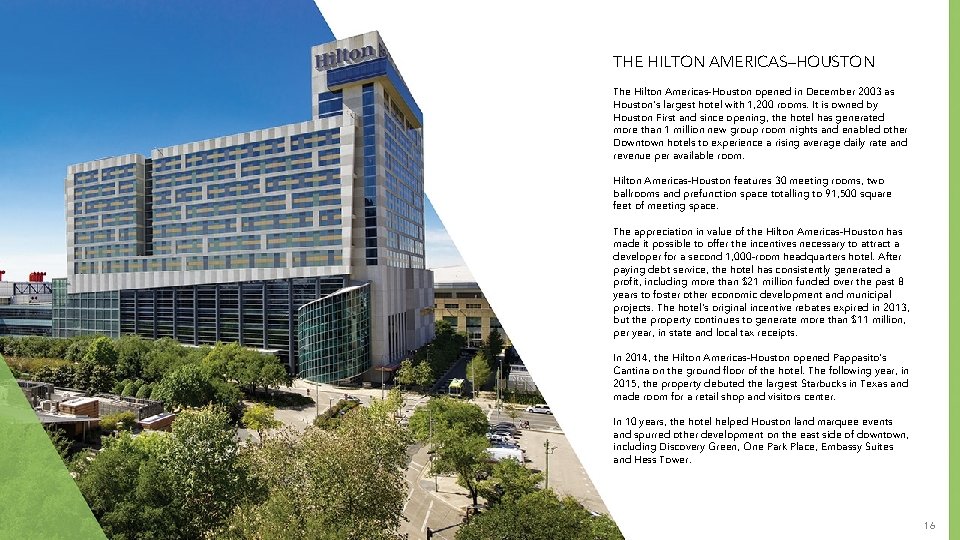 THE HILTON AMERICAS–HOUSTON The Hilton Americas-Houston opened in December 2003 as Houston’s largest hotel THE HILTON AMERICAS–HOUSTON The Hilton Americas-Houston opened in December 2003 as Houston’s largest hotel