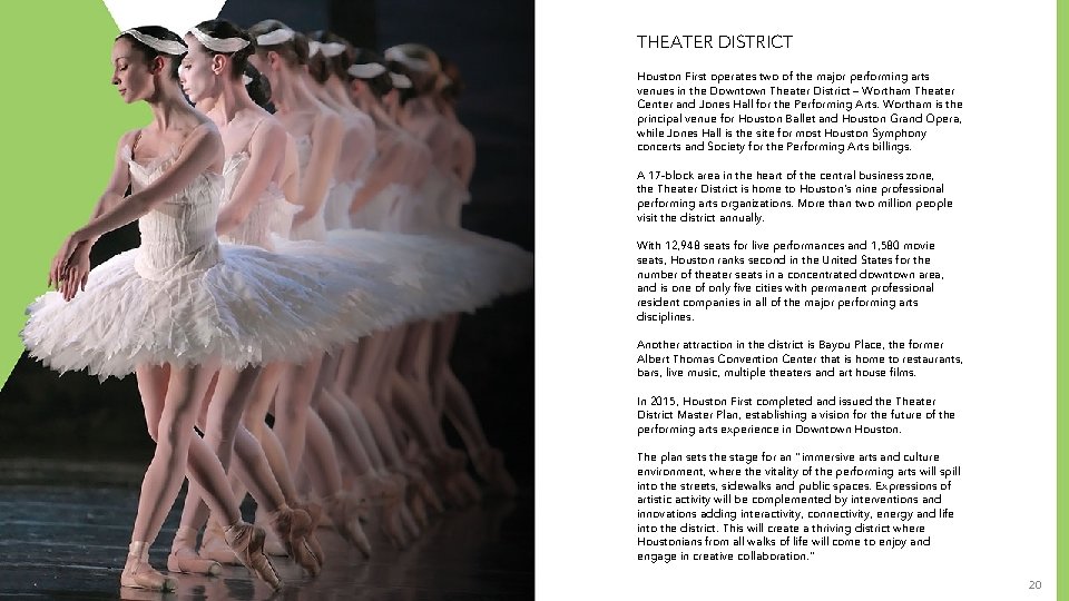 THEATER DISTRICT Houston First operates two of the major performing arts venues in the THEATER DISTRICT Houston First operates two of the major performing arts venues in the