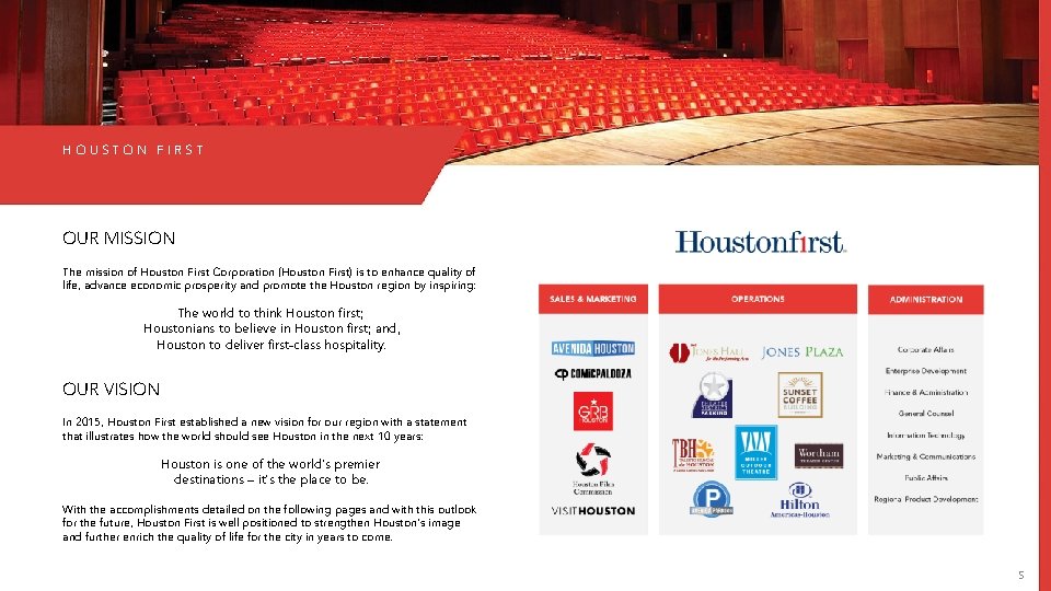 HOUSTON FIRST OUR MISSION The mission of Houston First Corporation (Houston First) is to HOUSTON FIRST OUR MISSION The mission of Houston First Corporation (Houston First) is to