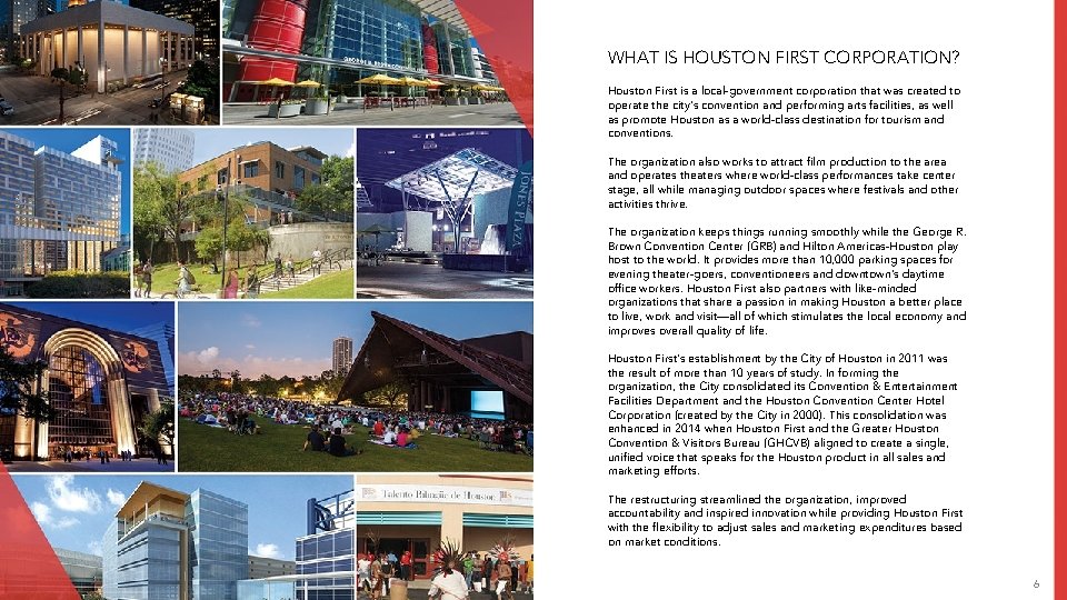 WHAT IS HOUSTON FIRST CORPORATION? Houston First is a local-government corporation that was created WHAT IS HOUSTON FIRST CORPORATION? Houston First is a local-government corporation that was created