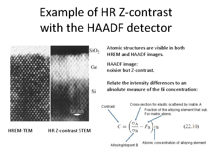 Example of HR Z-contrast with the HAADF detector Atomic structures are visible in both