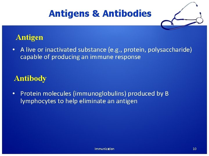 Antigens & Antibodies Antigen • A live or inactivated substance (e. g. , protein, Antigens & Antibodies Antigen • A live or inactivated substance (e. g. , protein,