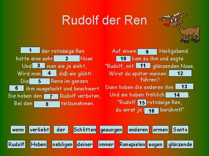 Rudolf der Ren 1 Rudolf der rotnäsige Ren Auf einem nebligen Heiligabend 9 2