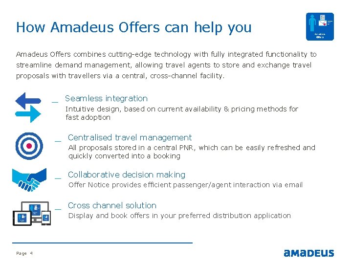 How Amadeus Offers can help you Amadeus Offers combines cutting-edge technology with fully integrated