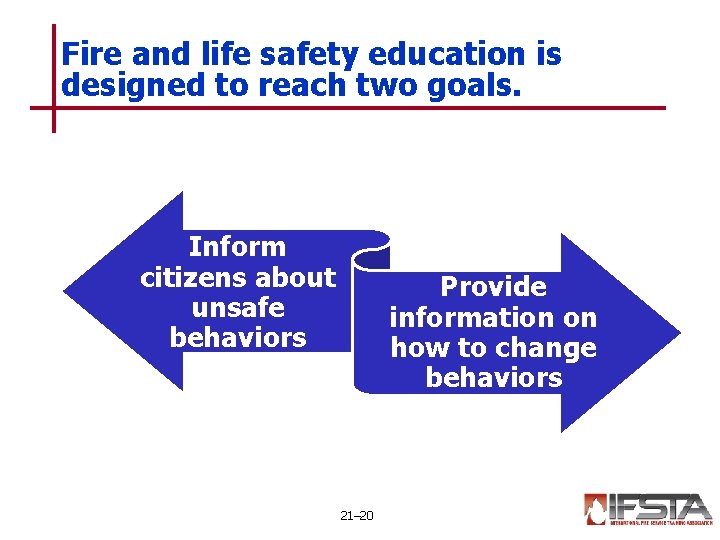 Fire and life safety education is designed to reach two goals. Inform citizens about