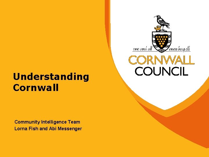 Understanding Cornwall Community Intelligence Team Lorna Fish and Abi Messenger 