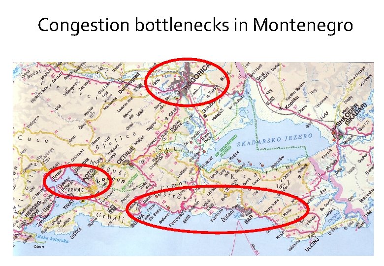 Congestion bottlenecks in Montenegro 