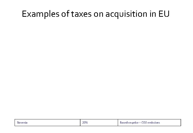 Examples of taxes on acquisition in EU 