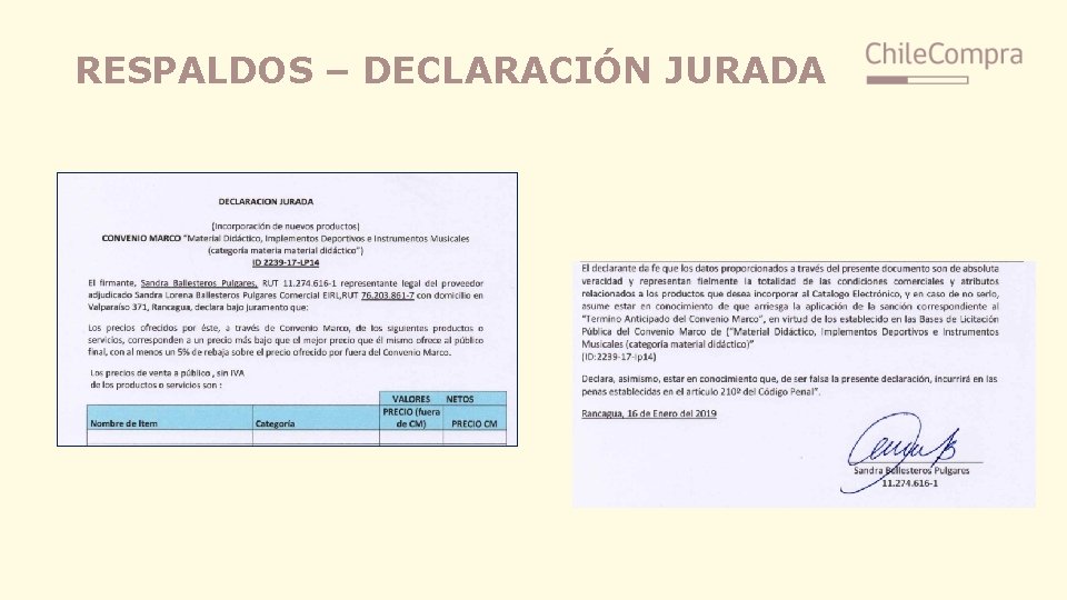 RESPALDOS – DECLARACIÓN JURADA 