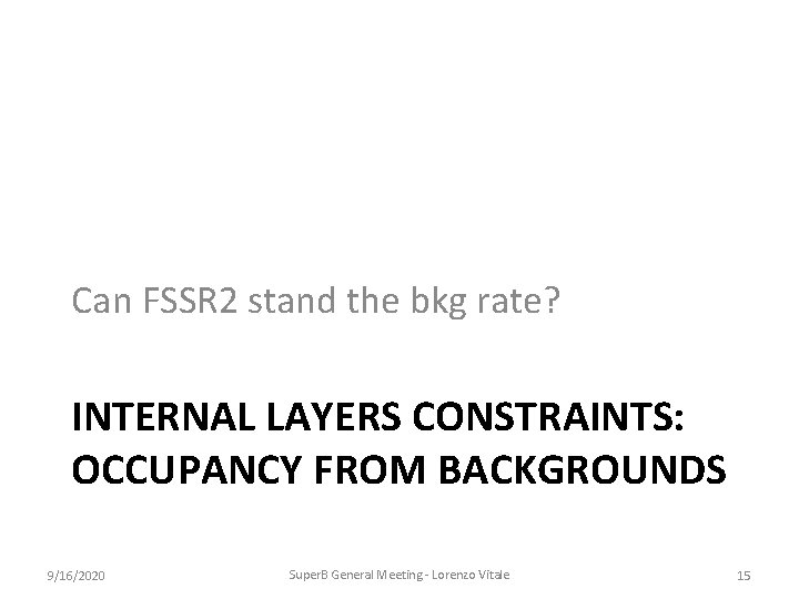 Can FSSR 2 stand the bkg rate? INTERNAL LAYERS CONSTRAINTS: OCCUPANCY FROM BACKGROUNDS 9/16/2020