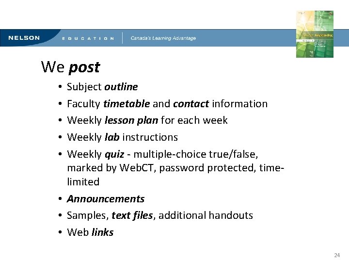 Innovative Methods for Teaching Computerized Document Production We post Subject outline Faculty timetable and