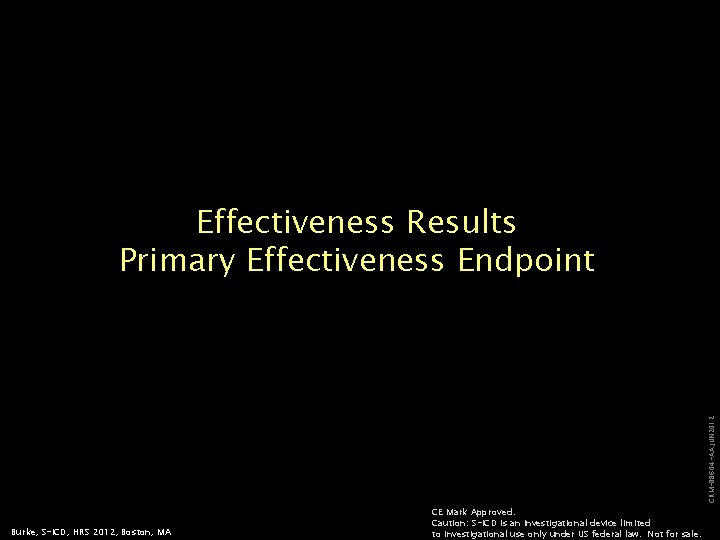 CRM-88604 -AA JUN 2012 Effectiveness Results Primary Effectiveness Endpoint Burke, S-ICD, HRS 2012, Boston,