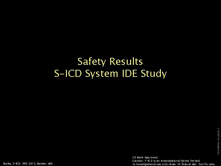 CRM-88604 -AA JUN 2012 Safety Results S-ICD System IDE Study Burke, S-ICD, HRS 2012,