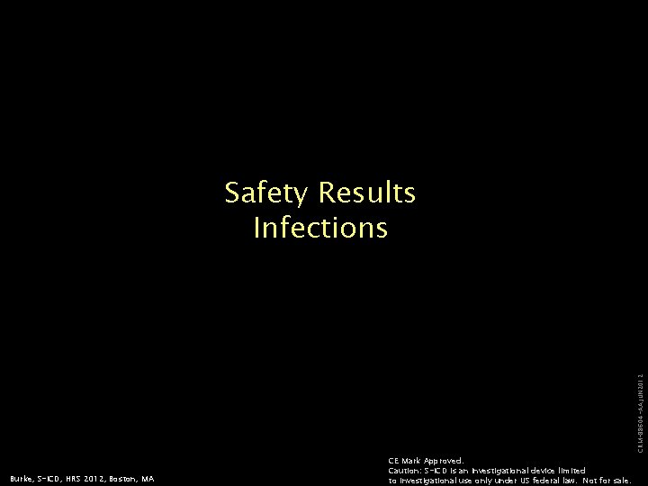 CRM-88604 -AA JUN 2012 Safety Results Infections Burke, S-ICD, HRS 2012, Boston, MA CE
