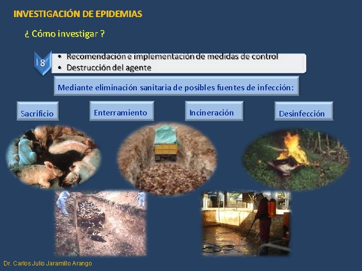 INVESTIGACIÓN DE EPIDEMIAS ¿ Cómo investigar ? Mediante eliminación sanitaria de posibles fuentes de