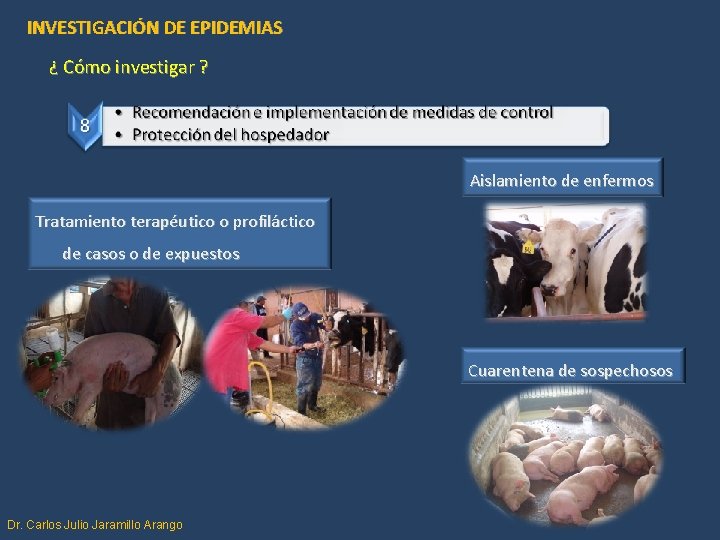 INVESTIGACIÓN DE EPIDEMIAS ¿ Cómo investigar ? Aislamiento de enfermos Tratamiento terapéutico o profiláctico