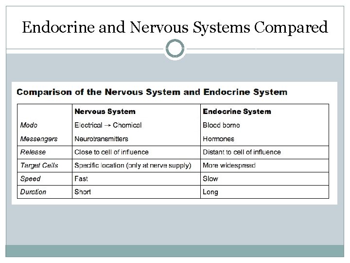 Endocrine and Nervous Systems Compared 