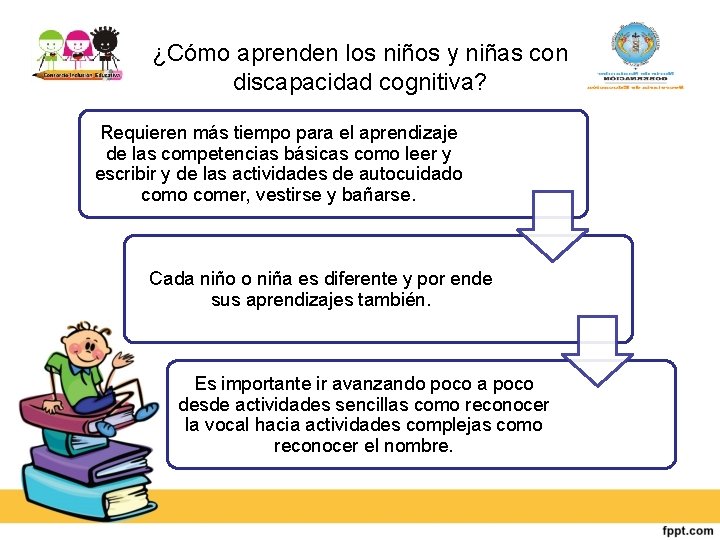 ¿Cómo aprenden los niños y niñas con discapacidad cognitiva? Requieren más tiempo para el