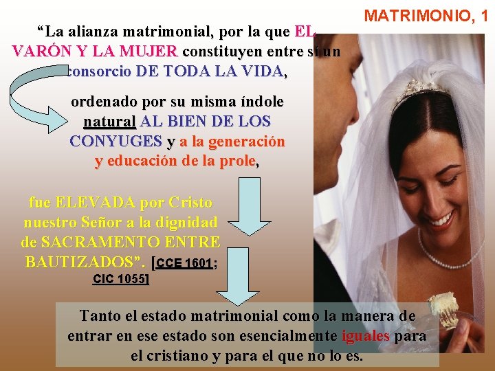 “La alianza matrimonial, por la que EL VARÓN Y LA MUJER constituyen entre sí