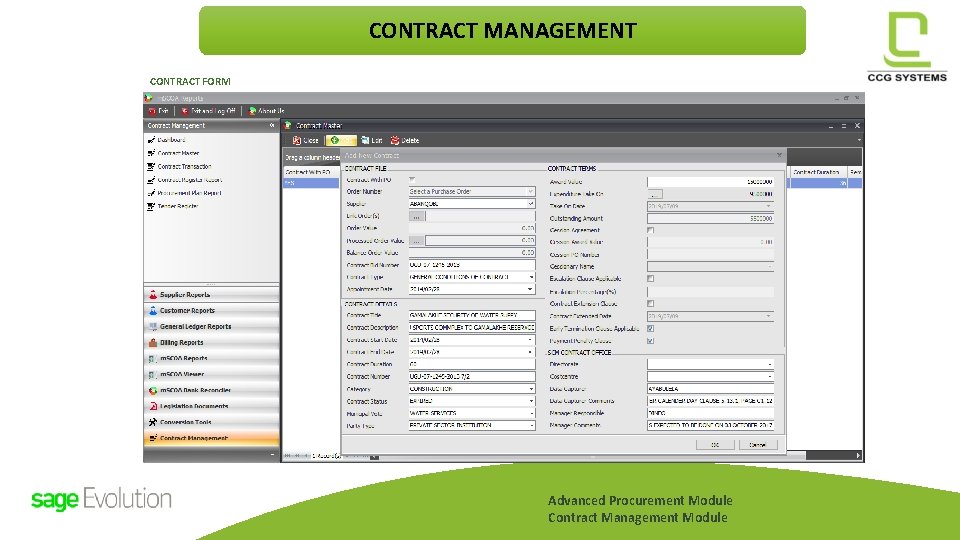 CONTRACT MANAGEMENT CONTRACT FORM Advanced Procurement Module Contract Management Module CONTRACT MANAGEMENT CONTRACT FORM Advanced Procurement Module Contract Management Module