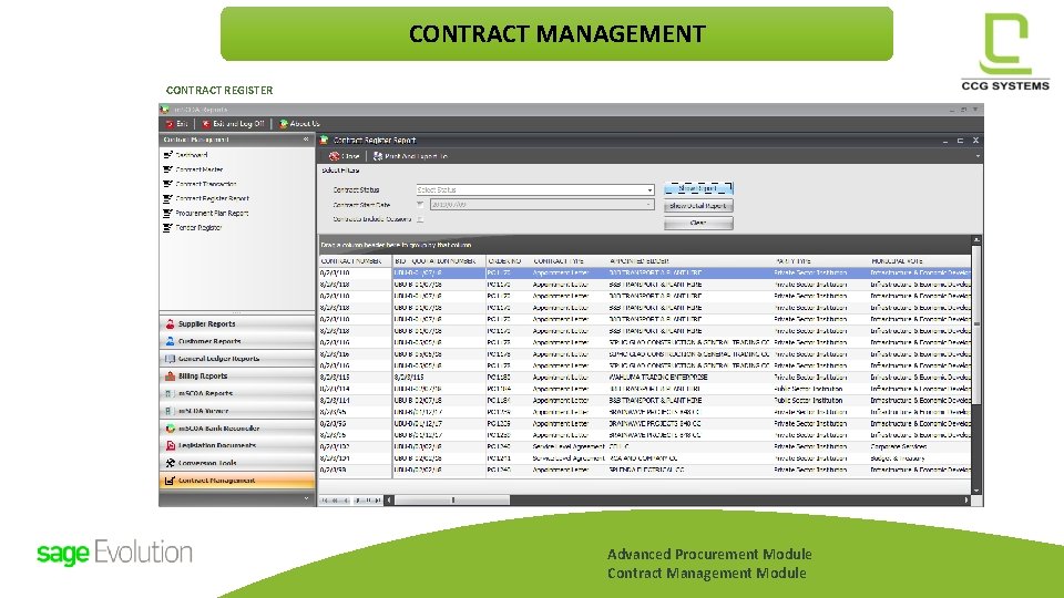 CONTRACT MANAGEMENT CONTRACT REGISTER Advanced Procurement Module Contract Management Module CONTRACT MANAGEMENT CONTRACT REGISTER Advanced Procurement Module Contract Management Module