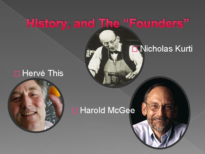 History, and The “Founders” � Nicholas Kurti � Hervé This � Harold Mc. Gee