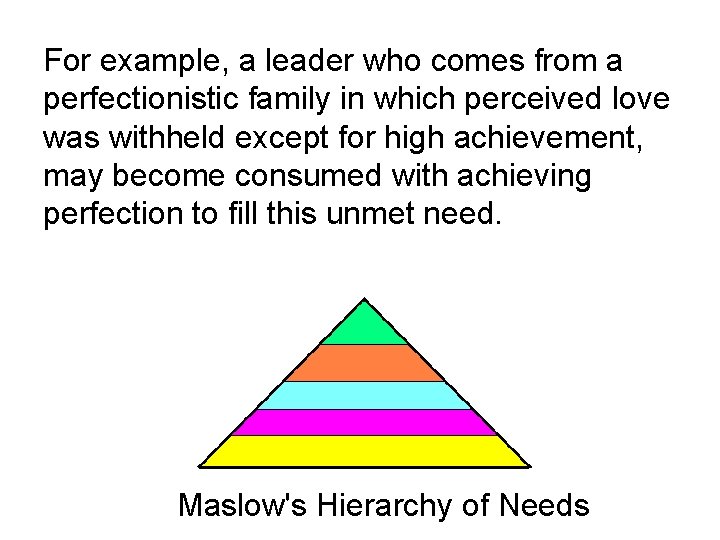 For example, a leader who comes from a perfectionistic family in which perceived love For example, a leader who comes from a perfectionistic family in which perceived love