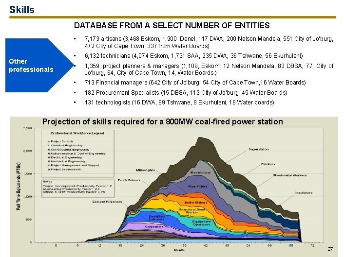 Skills DATABASE FROM A SELECT NUMBER OF ENTITIES Other professionals • 7, 173 artisans