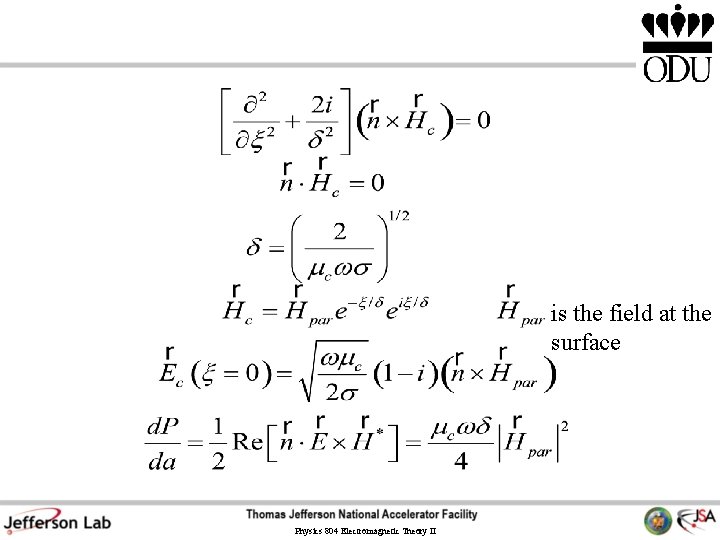 is the field at the surface Physics 804 Electromagnetic Theory II is the field at the surface Physics 804 Electromagnetic Theory II
