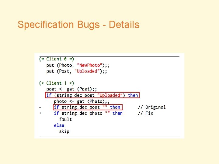 Specification Bugs - Details 