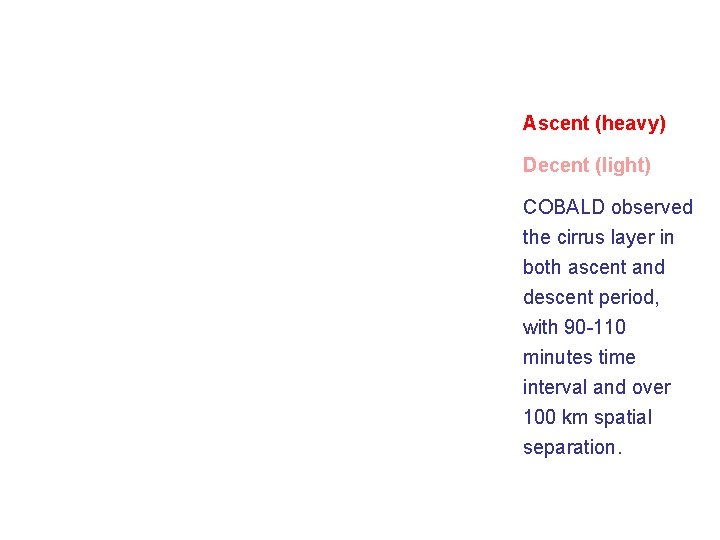 Ascent (heavy) Decent (light) COBALD observed the cirrus layer in both ascent and descent