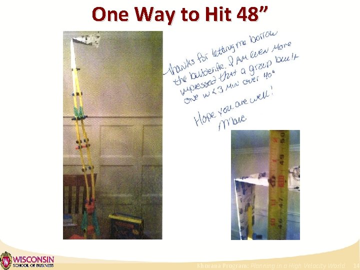 One Way to Hit 48” Khorana Program: Planning in a High Velocity World 14