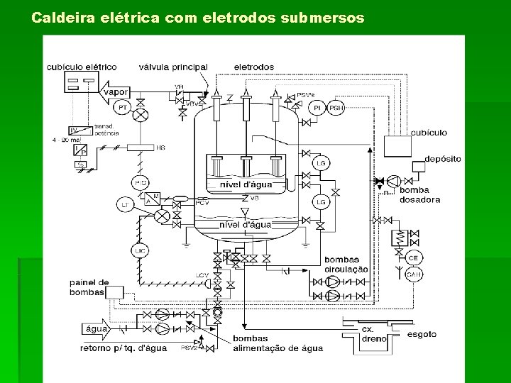 Caldeira elétrica com eletrodos submersos 