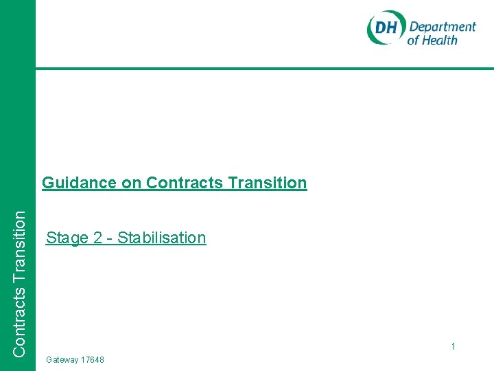 Contracts Transition Guidance on Contracts Transition Stage 2 - Stabilisation 1 Gateway 17648 