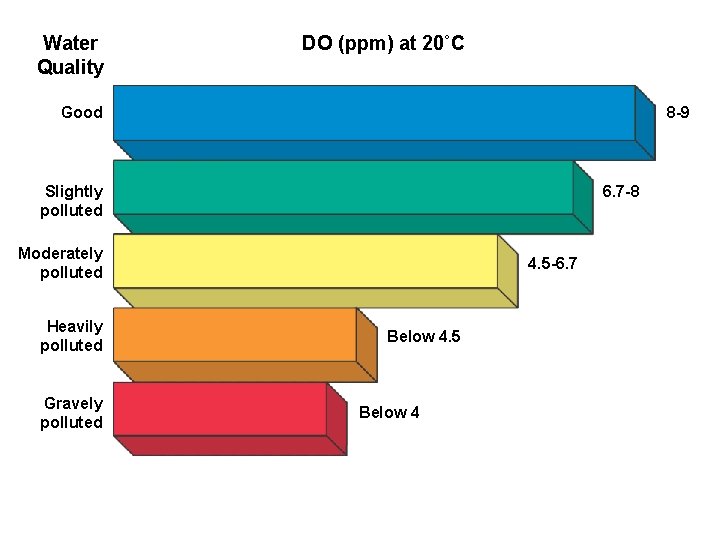 Water Quality DO (ppm) at 20˚C Good 8 -9 Slightly polluted 6. 7 -8