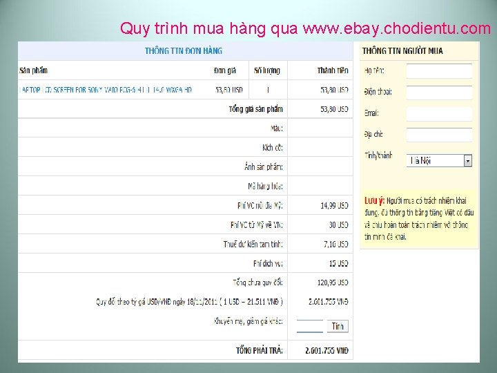 Quy trình mua hàng qua www. ebay. chodientu. com 