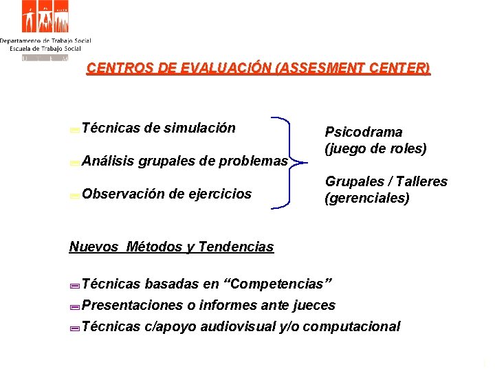 CENTROS DE EVALUACIÓN (ASSESMENT CENTER) ; Técnicas de simulación ; Análisis grupales de problemas