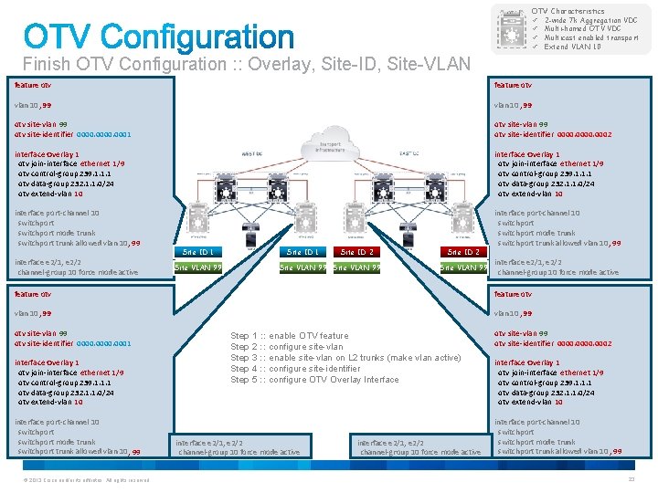 OTV Characteristics ü 2 -wide 7 k Aggregation VDC ü Multi-homed OTV VDC ü